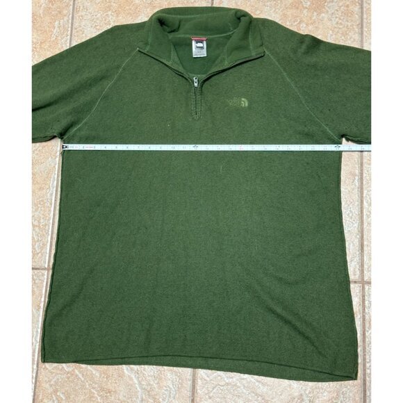 The North Face Mens‎ Large Green Wool Blend Sweater 1/4 Zip High Neck Pullover - Picture 4 of 5